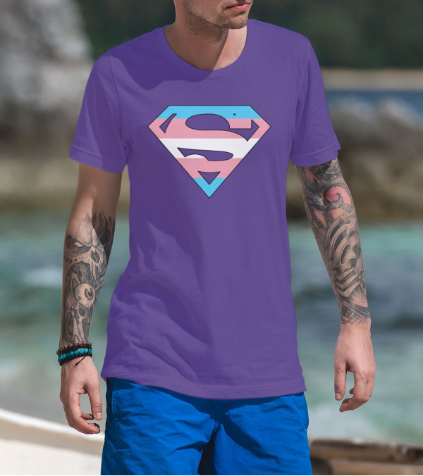 Superman Logo Trans Flag Trans Rights Are Human Rights T-Shirt