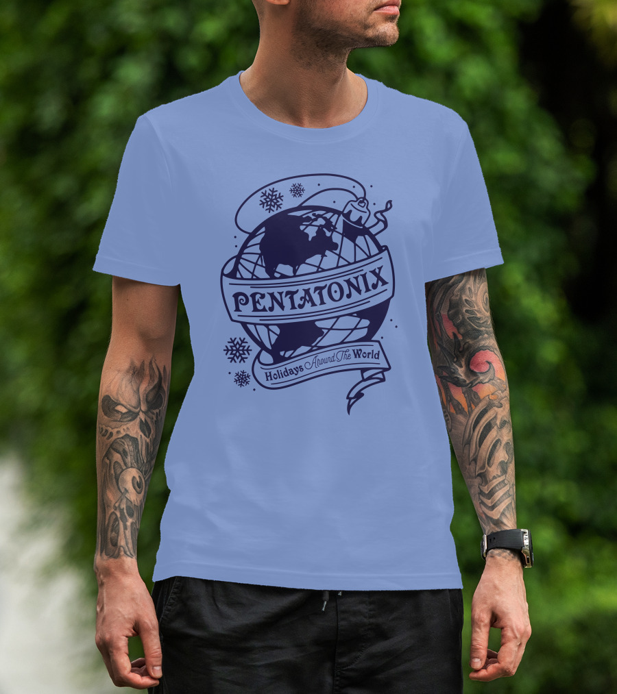 Pentatonix Holidays Around The World Globe And Snowflakes T-Shirt