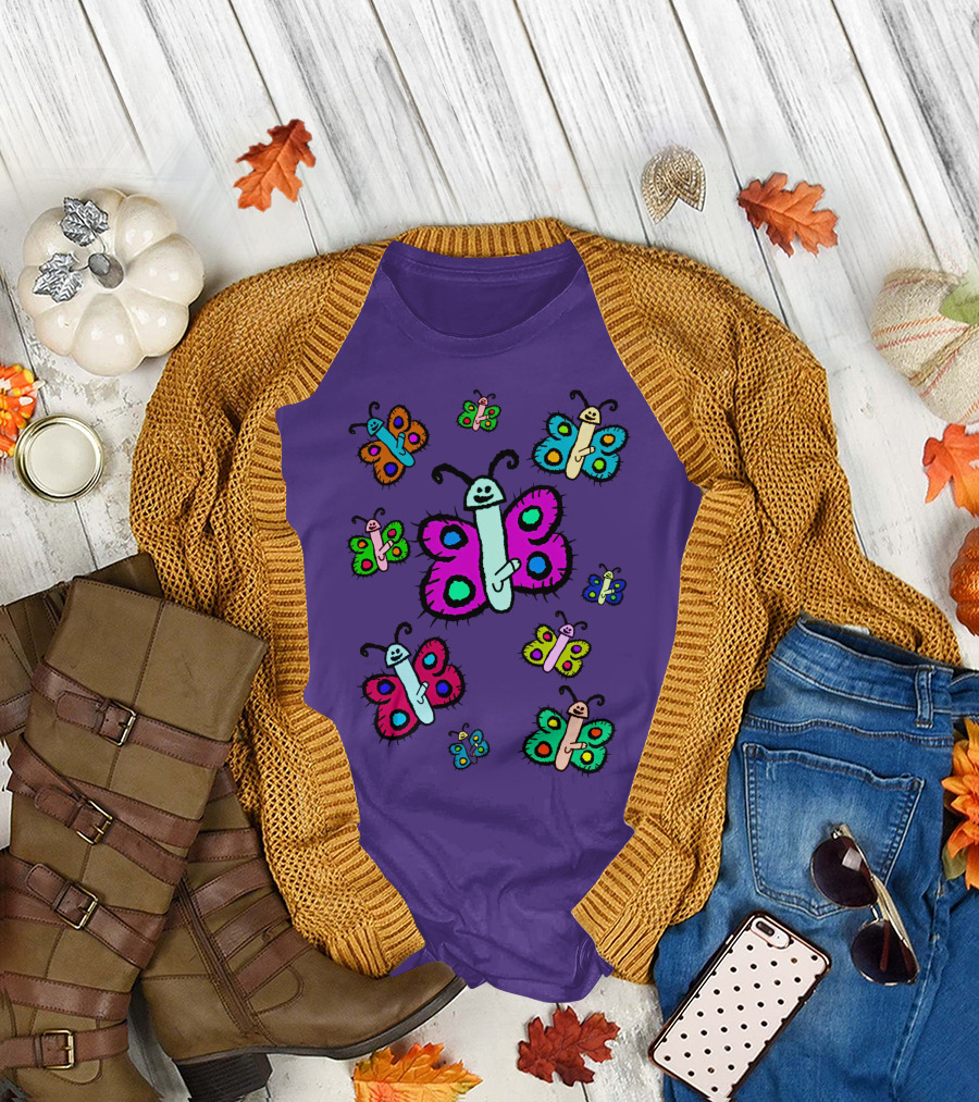 Teen Hearts Merch Wienerflys Colorful Butterfly Characters T-Shirt