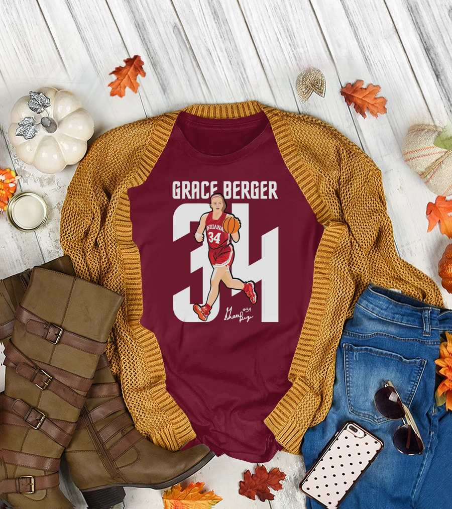 Grace Berger Indiana Basketball 34 Signature Player T-Shirt