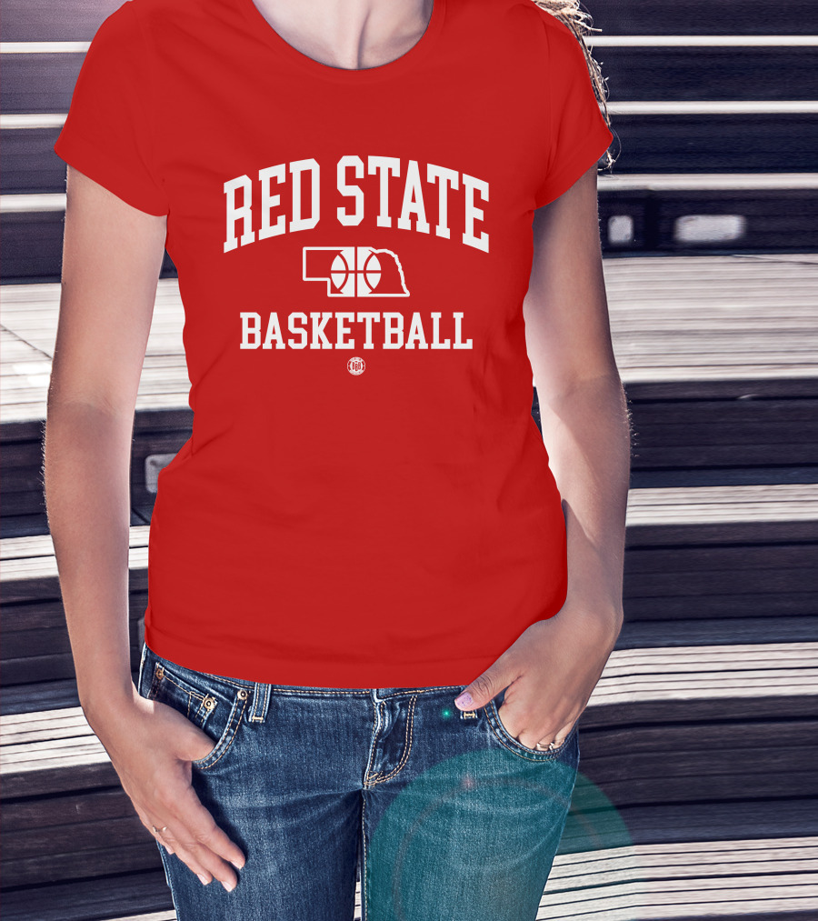 Red State Basketball Nebraska Outline Bbbprinting T-Shirt