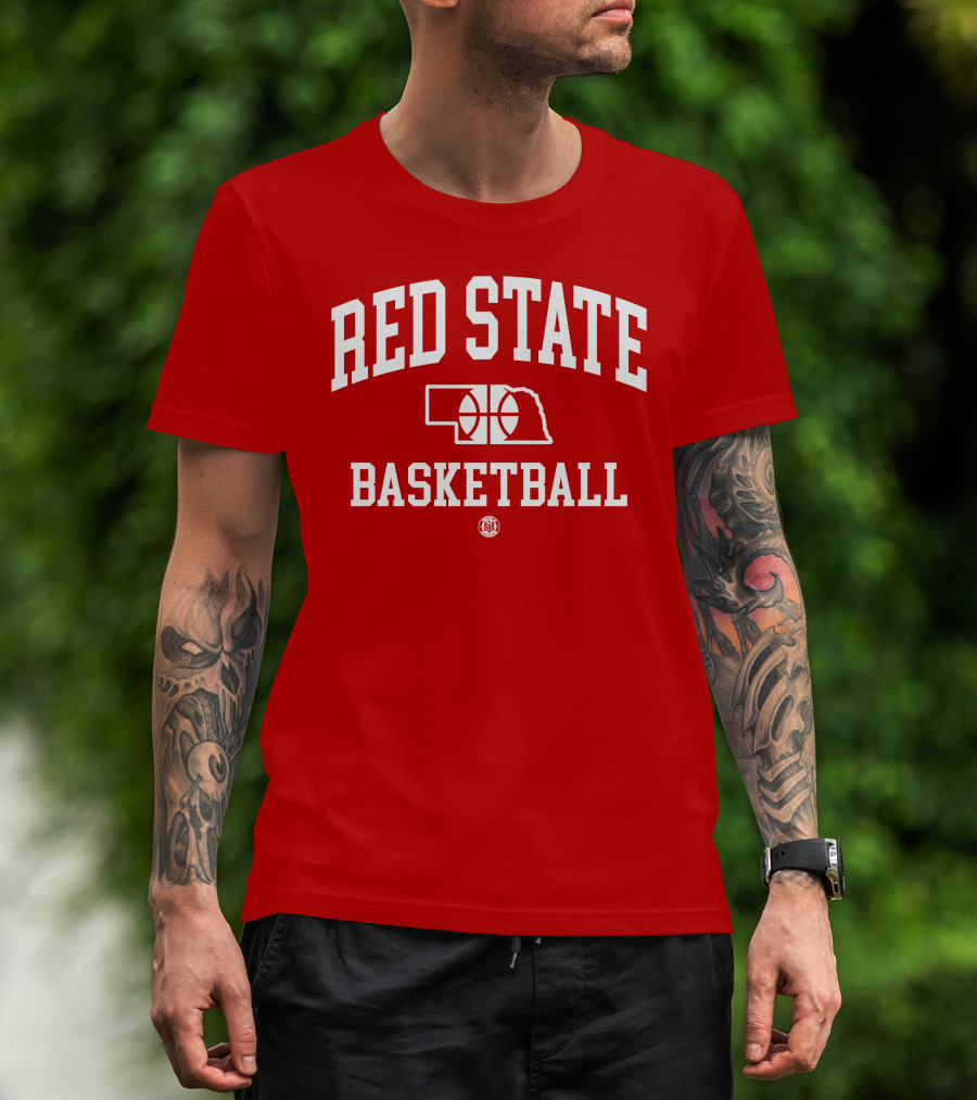 Red State Basketball Nebraska Outline Bbbprinting T-Shirt