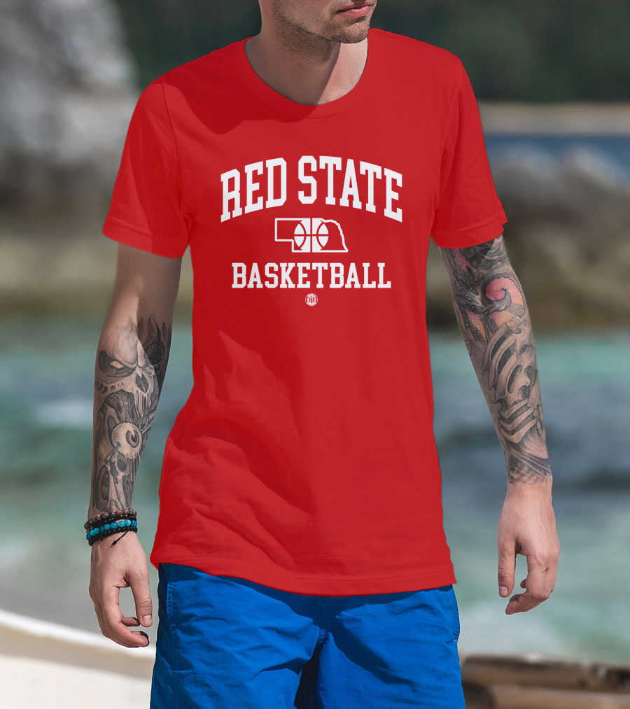 Red State Basketball Nebraska Outline Bbbprinting T-Shirt