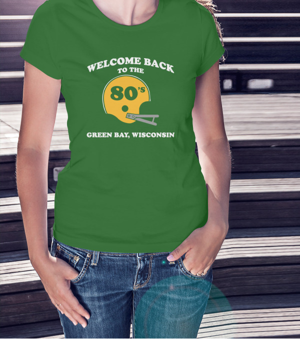 CheeseheadTV Green Bay Wisconsin Welcome Back To The 80's Football Helmet T-Shirt