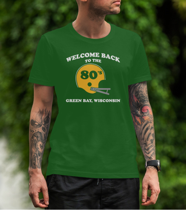 CheeseheadTV Green Bay Wisconsin Welcome Back To The 80's Football Helmet T-Shirt