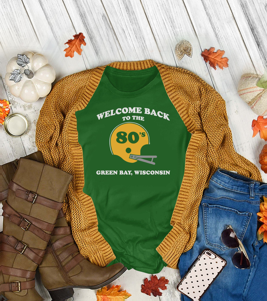 CheeseheadTV Green Bay Wisconsin Welcome Back to the 80's Football Helmet T-Shirt
