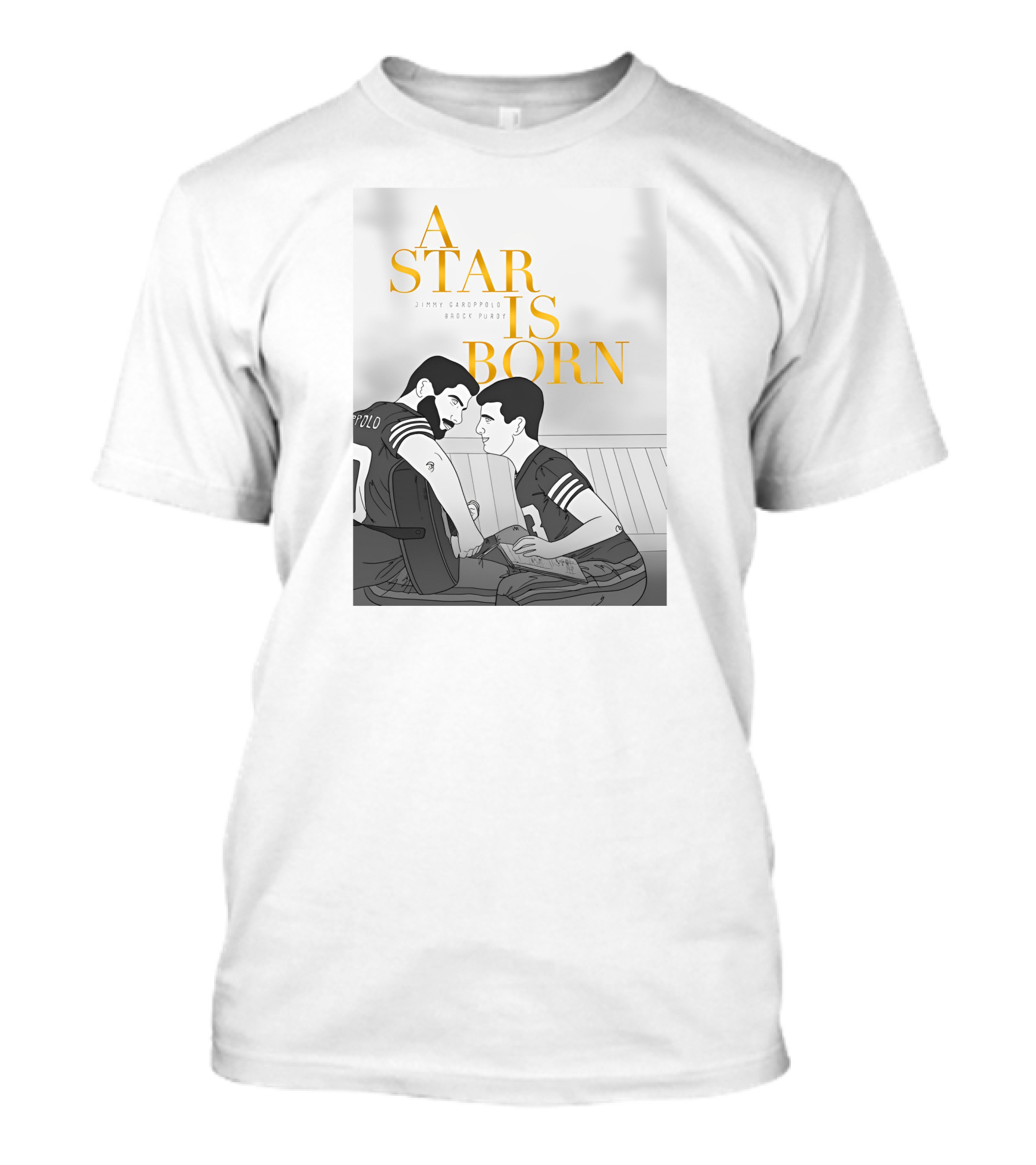 A Star Is Born Jimmy Garoppolo Brock Purdy Football Sketch T-Shirt