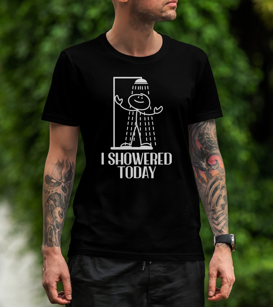 Cooking Stuffs I Showered Today Stick Figure Showering T-Shirt