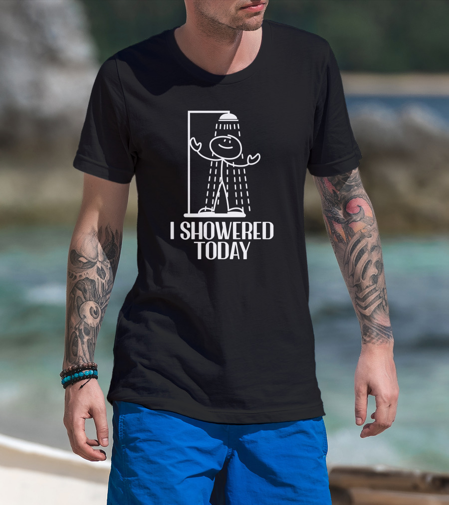 Cooking Stuffs I Showered Today Stick Figure Showering T-Shirt