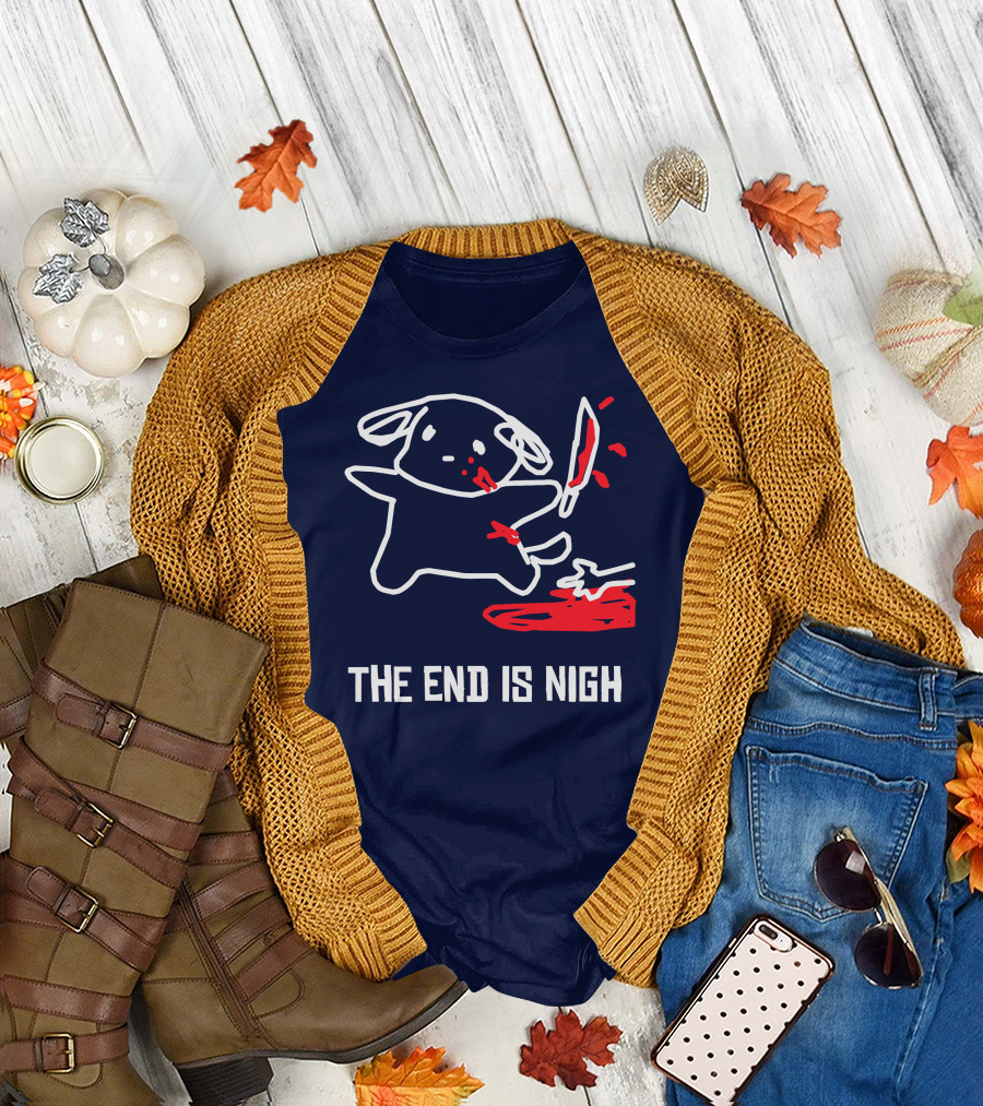 Iahfy The End Is Nigh Cute Creature with Knife and Blood T-Shirt
