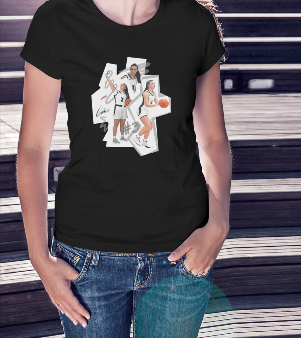 Kevin Huerter Wearing Meghan Huerter #3 Basketball Collage T-Shirt