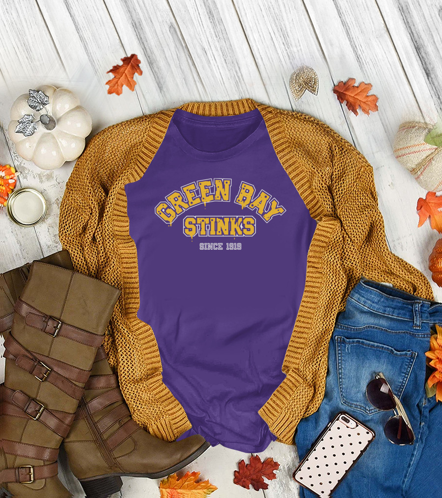 Green Bay Stinks Since 1919 John Randle Purple Yellow Football Rivalry Joke T-Shirt