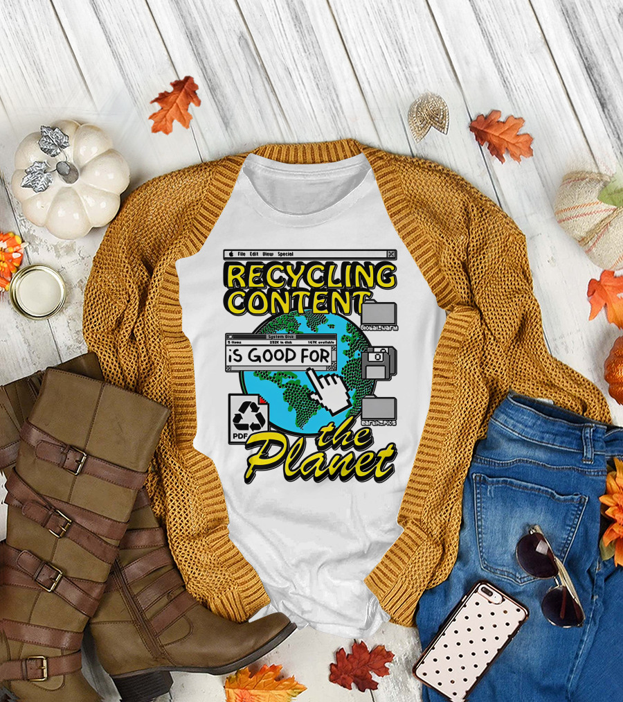 Recycling Content System Disk PDF Global Warm Earth Pics the Planet T-Shirt