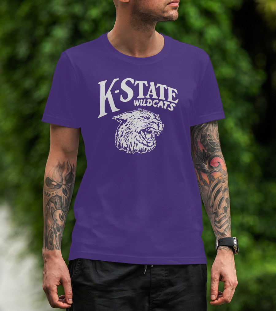 Charlie Hustle K-State Wildcats Vintage Purple Mascot T-Shirt