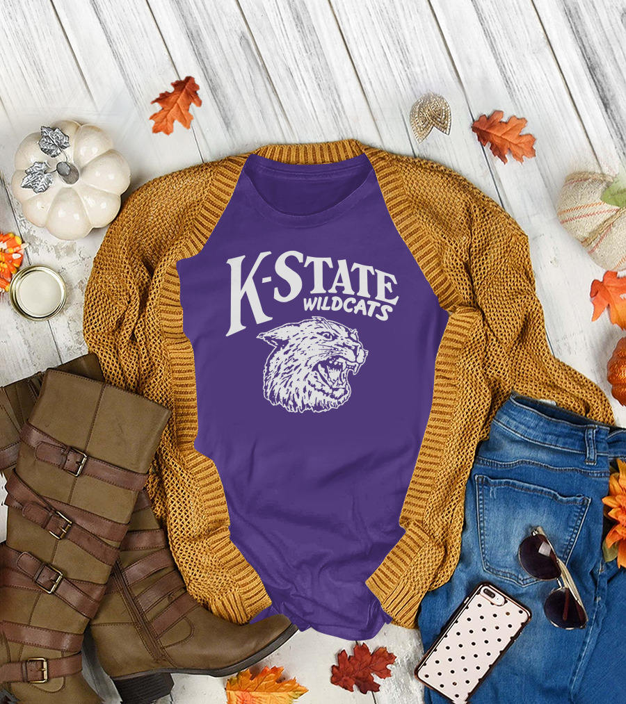 Charlie Hustle K-State Wildcats Vintage Purple Mascot T-Shirt