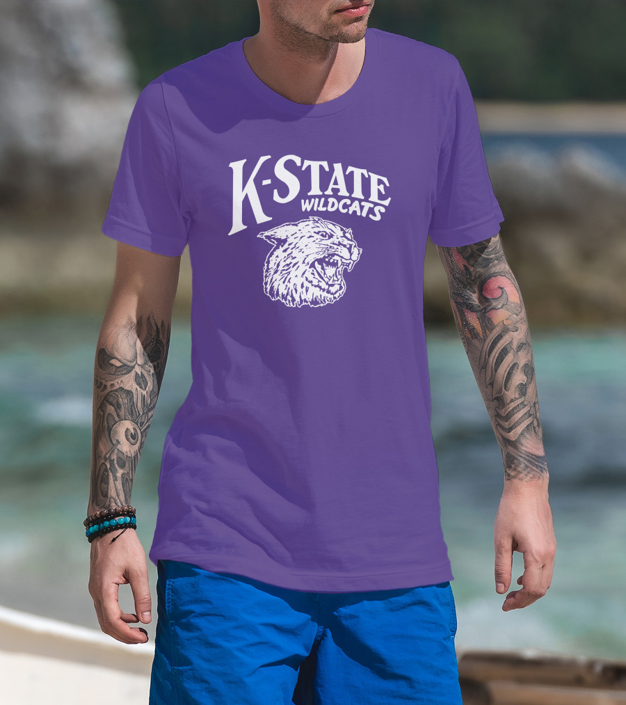 Charlie Hustle K-State Wildcats Vintage Purple Mascot T-Shirt