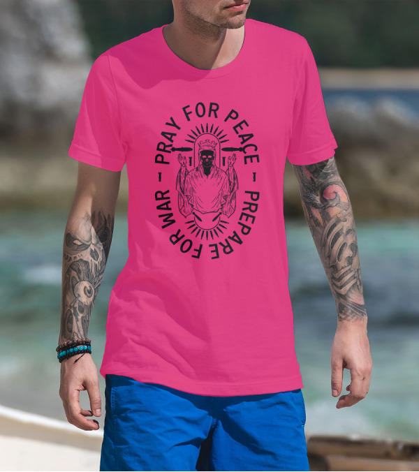 Lord Bell Pray For Peace Prepare For War Skeleton Halo T-Shirt