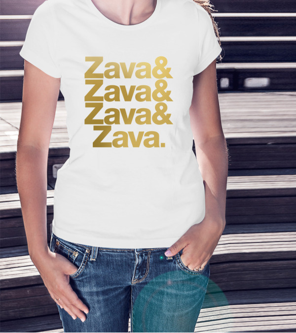 Zava Zava Zava Zava Gold Text Repetition T-Shirt