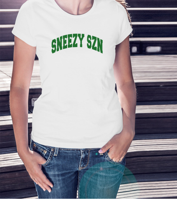 Sneezy Szn Green Text Arched T-Shirt
