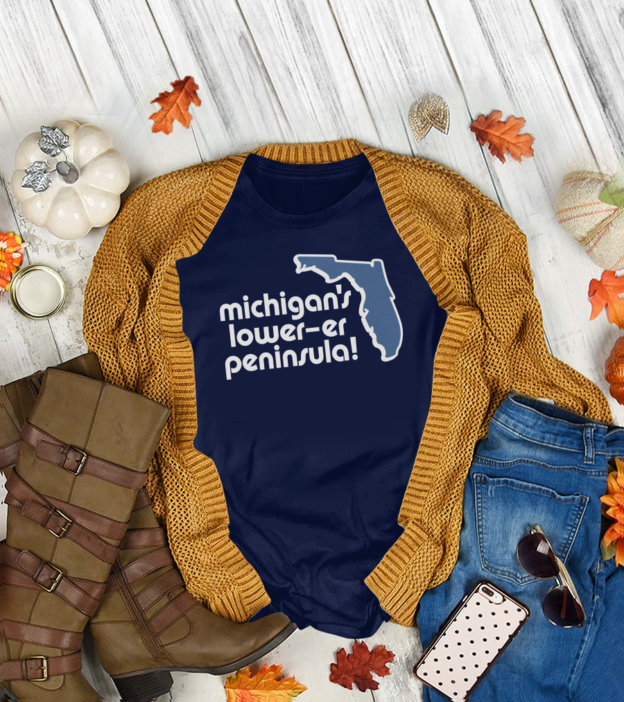Michigan's Lower-Er Peninsula Mitten State Merch Map T-Shirt