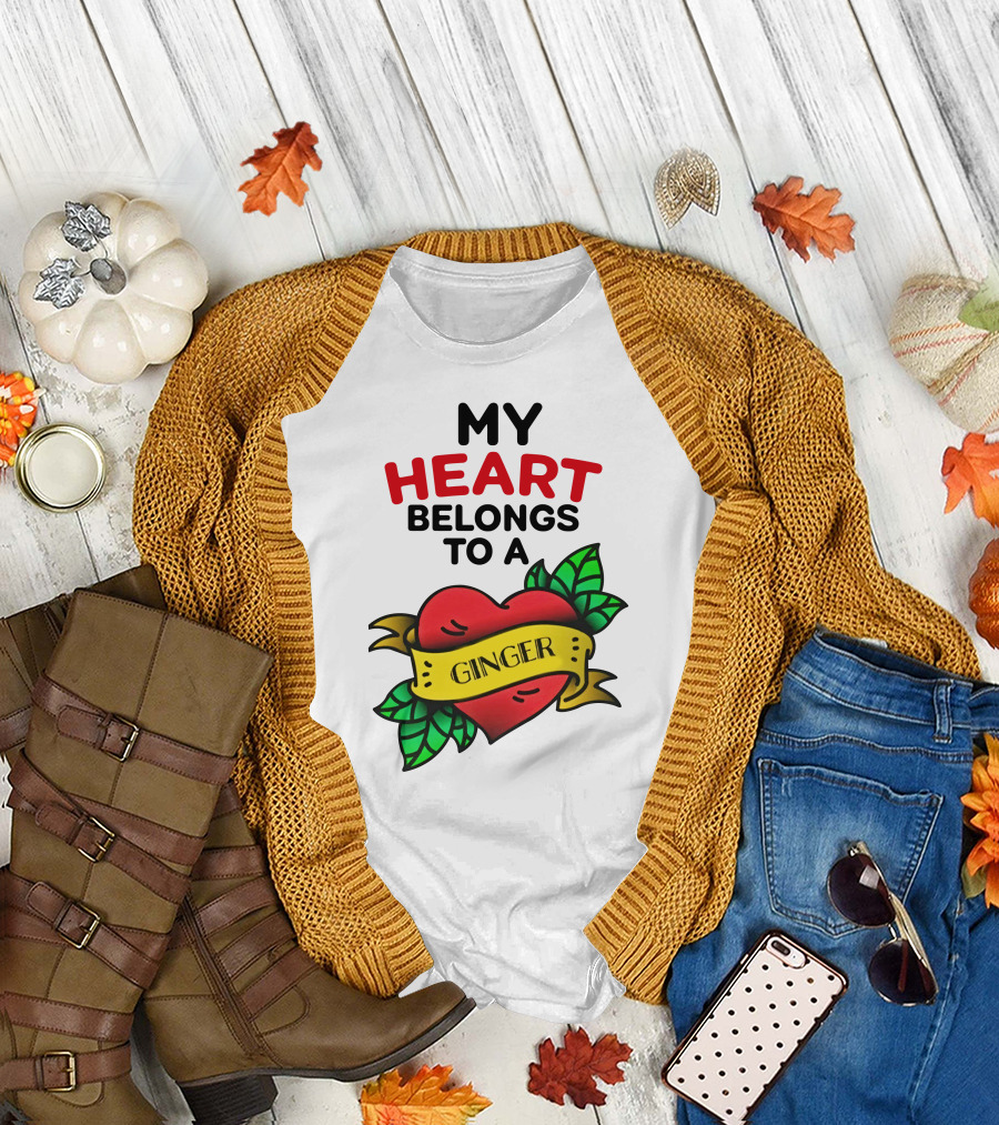 My Heart Belongs to a Ginger Heart Tattoo T-Shirt