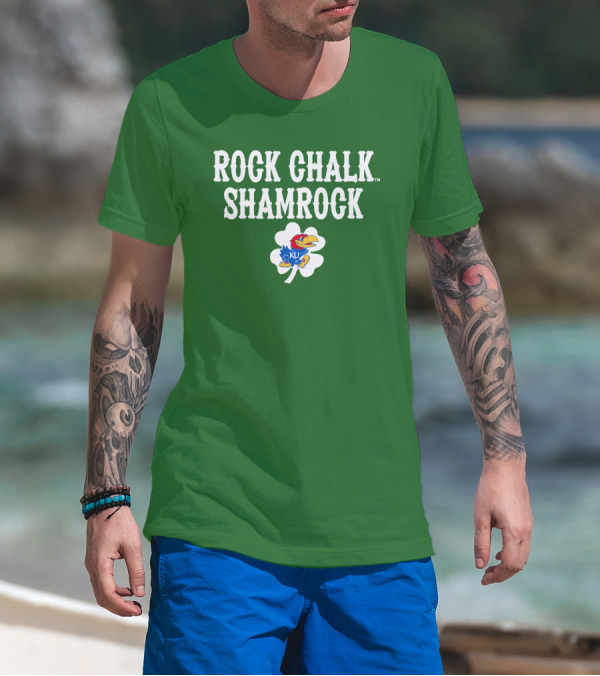 Rock Chalk Shamrock Kansas Jayhawks St Patrick’s Day Green T-Shirt
