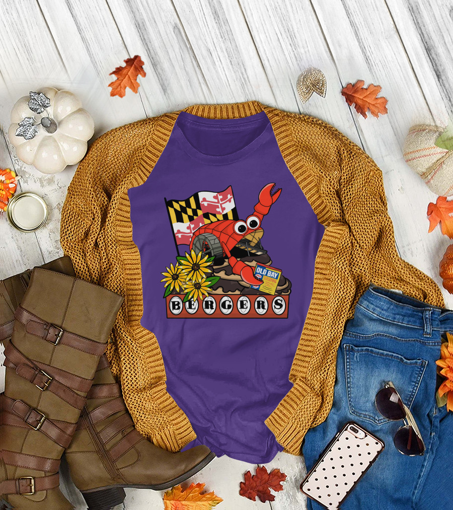 Maryland Flag Crab Bergers Old Bay Seasoning Flowers T-Shirt