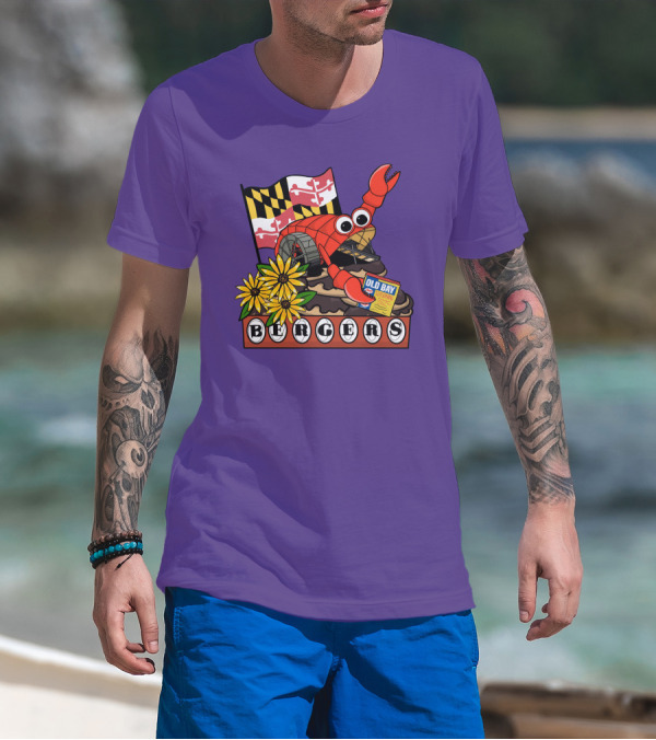 Maryland Flag Crab Bergers Old Bay Seasoning Flowers T-Shirt