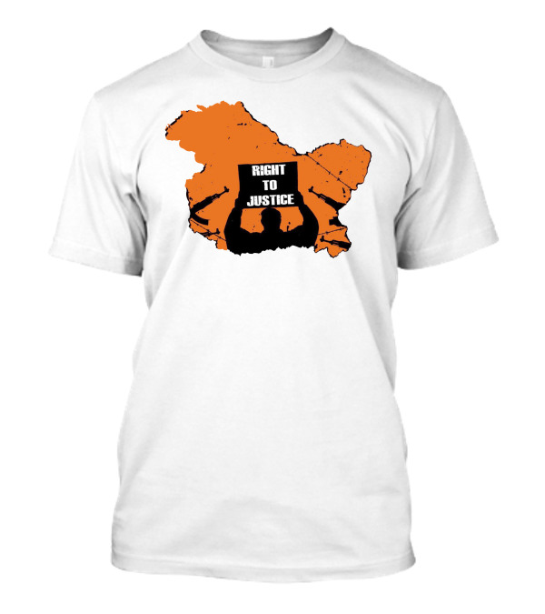 Vivek Ranjan Agnihotri Right To Justice Silhouette With Orange Map Background T-Shirt