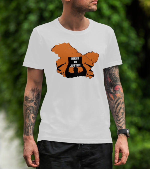 Vivek Ranjan Agnihotri Right To Justice Silhouette With Orange Map Background T-Shirt