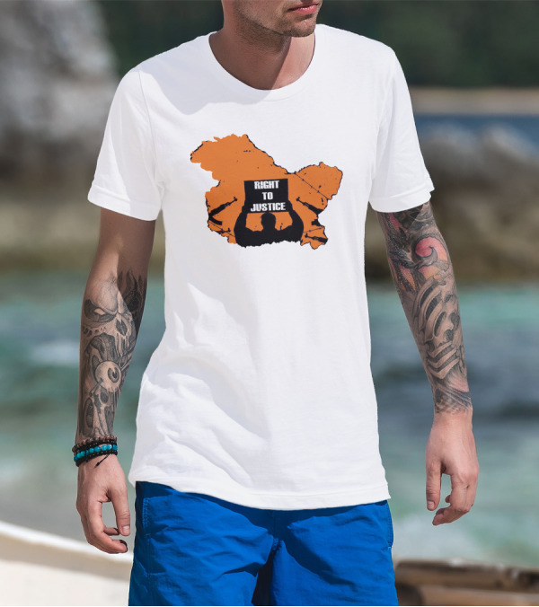 Vivek Ranjan Agnihotri Right To Justice Silhouette With Orange Map Background T-Shirt