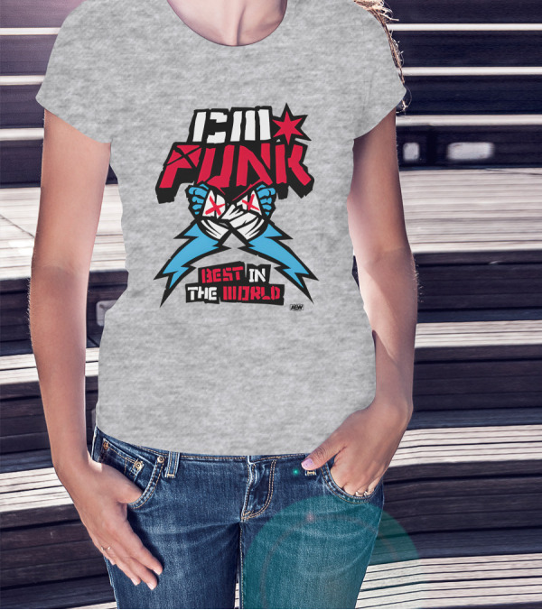 CM Punk AEW Best In The World Supercharged Ringer T-Shirt