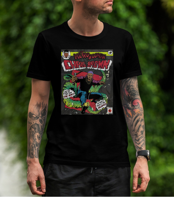 Metro Boomin Chris Brown Comic Style Art With Villain T-Shirt