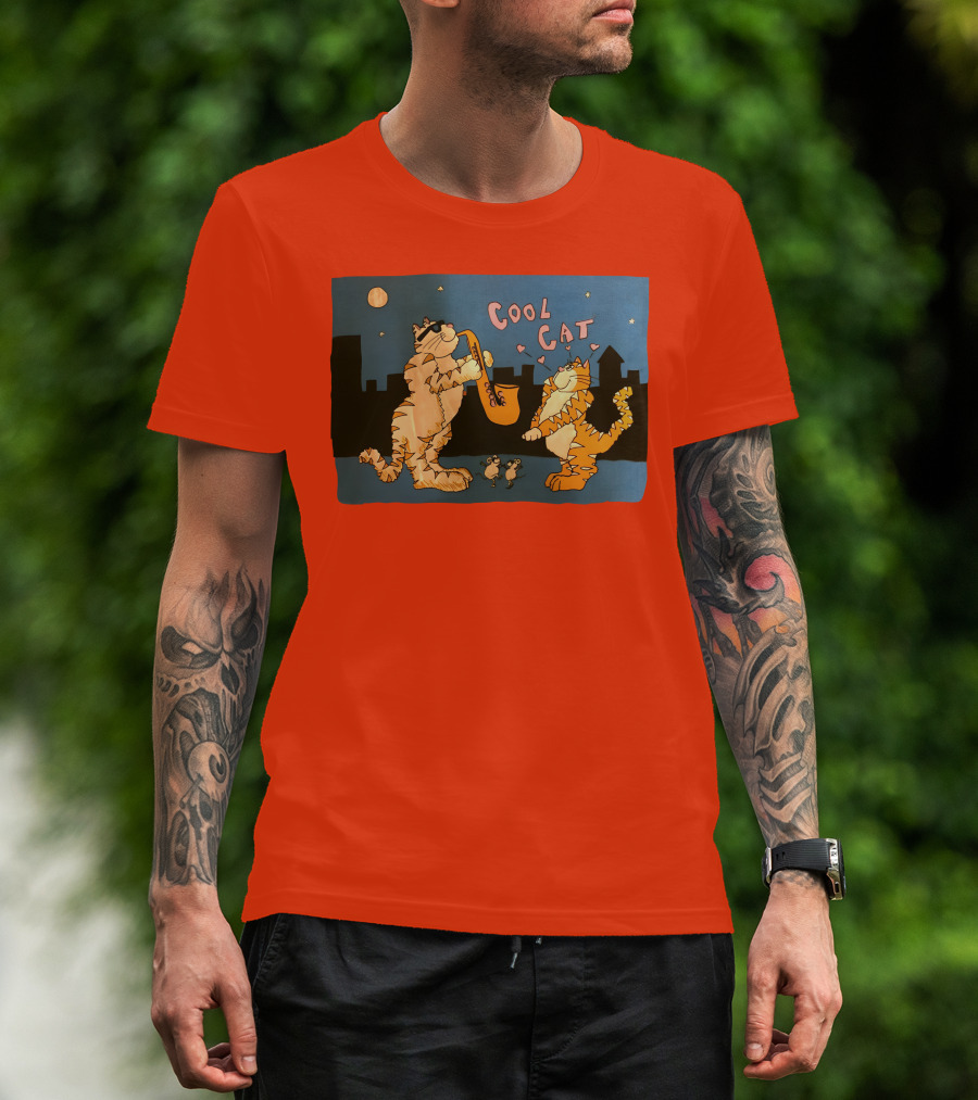 Cool Cat Night Jazz With Playful Felines And Spectators T-Shirt