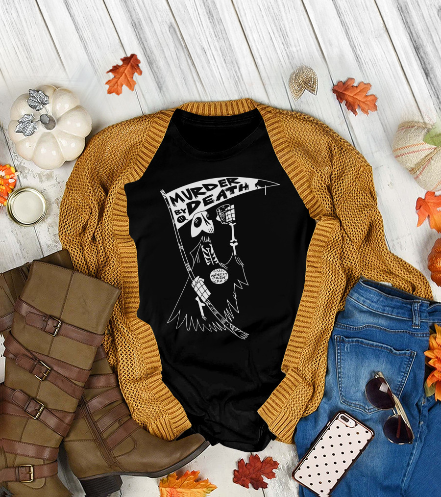 Murder By Death Whiskey Crew '22 Skeleton Banner T-Shirt