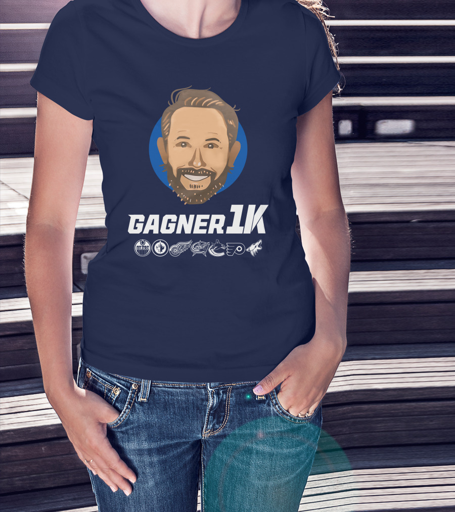 Gagner 1K Congrats Gags 1000 Career NHL Games Oilers Jets Red Wings Blue Jackets Canucks Flyers Coyotes T-Shirt