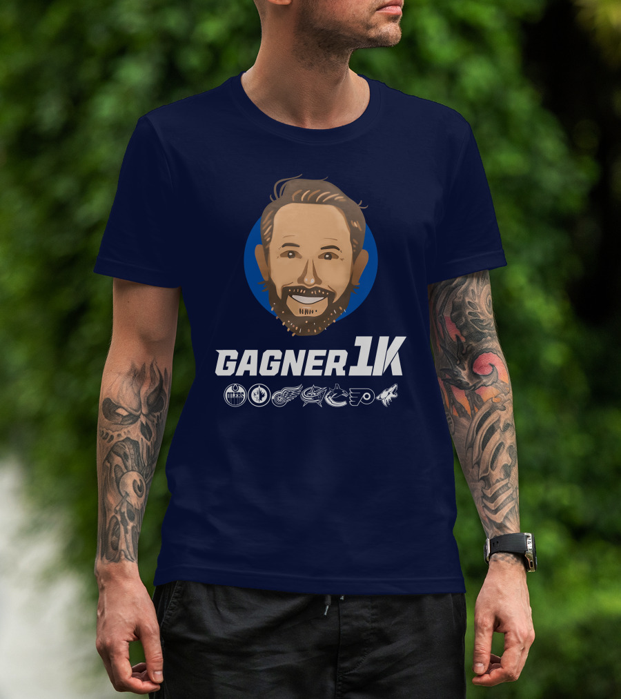 Gagner 1K Congrats Gags 1000 Career NHL Games Oilers Jets Red Wings Blue Jackets Canucks Flyers Coyotes T-Shirt