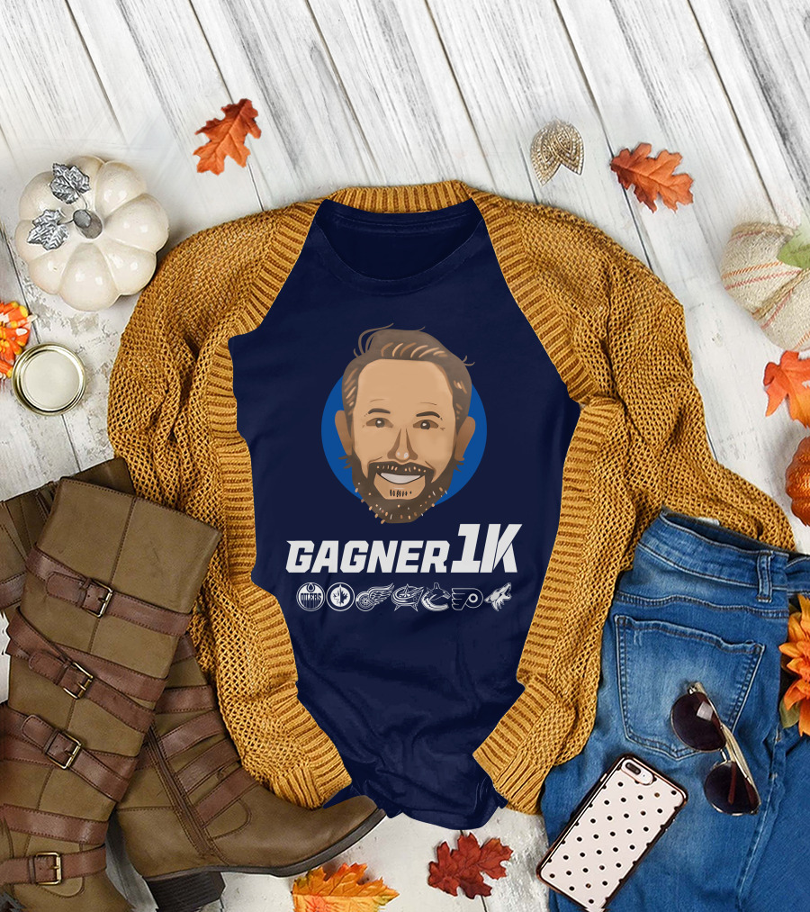 Gagner 1K Congrats Gags 1000 Career NHL Games Oilers Jets Red Wings Blue Jackets Canucks Flyers Coyotes T-Shirt