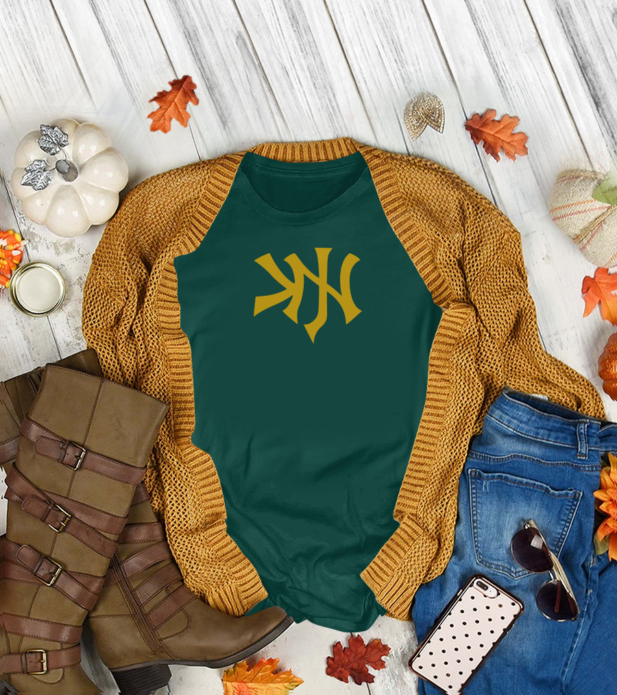 Knj Fanjoy Yankees Logo Green Gold T-Shirt
