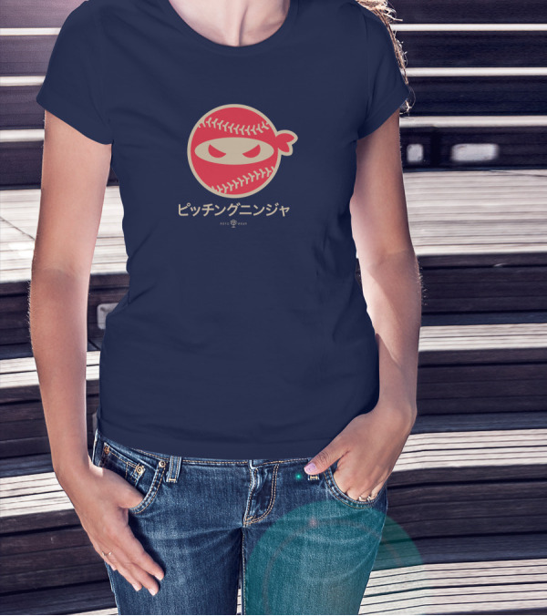 Pitching Ninja Nippon Japanese Baseball Icon Roto Wear T-Shirt
