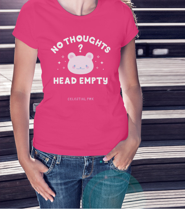 No Thoughts Head Empty Bear With Celestial Fox Stars T-Shirt