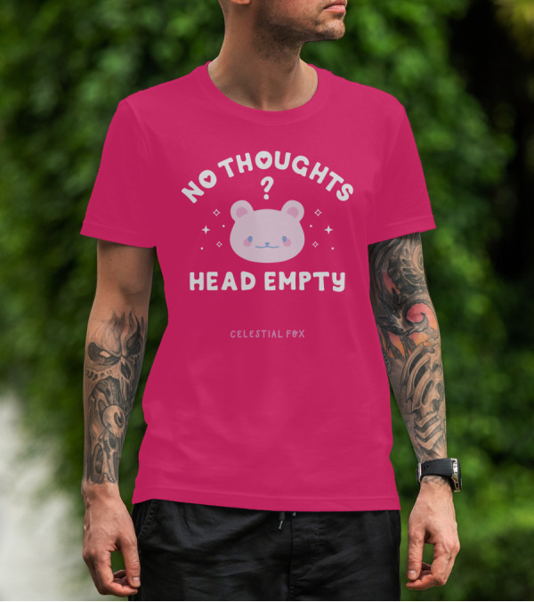No Thoughts Head Empty Bear With Celestial Fox Stars T-Shirt