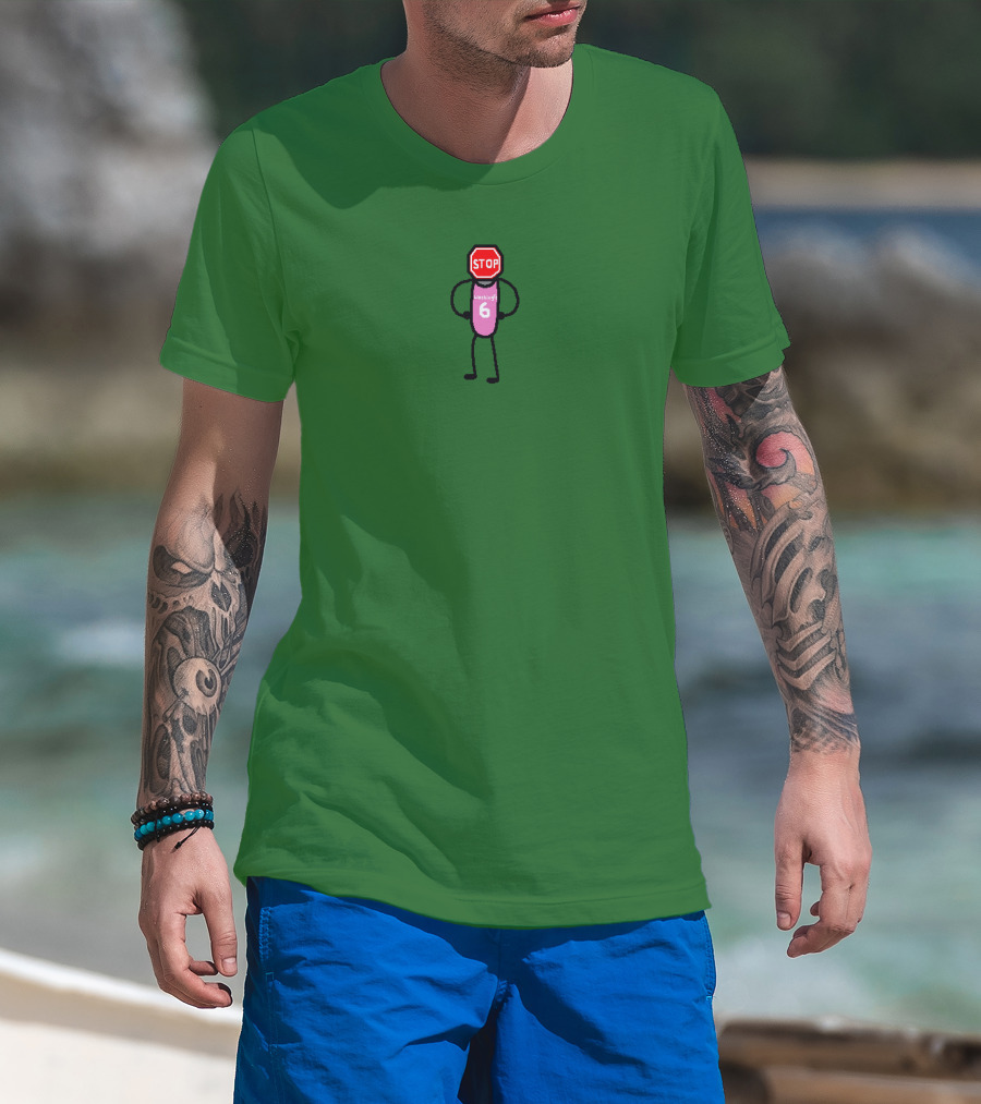 Kri-Stops Porzingis Stop Sign Head Cartoon Jersey 6 T-Shirt