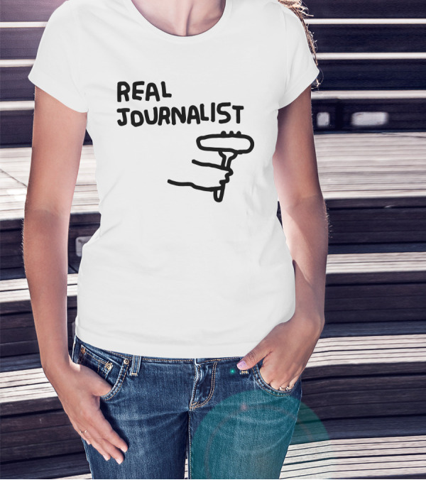 Real Journalist Microphone Holder Sketch T-Shirt