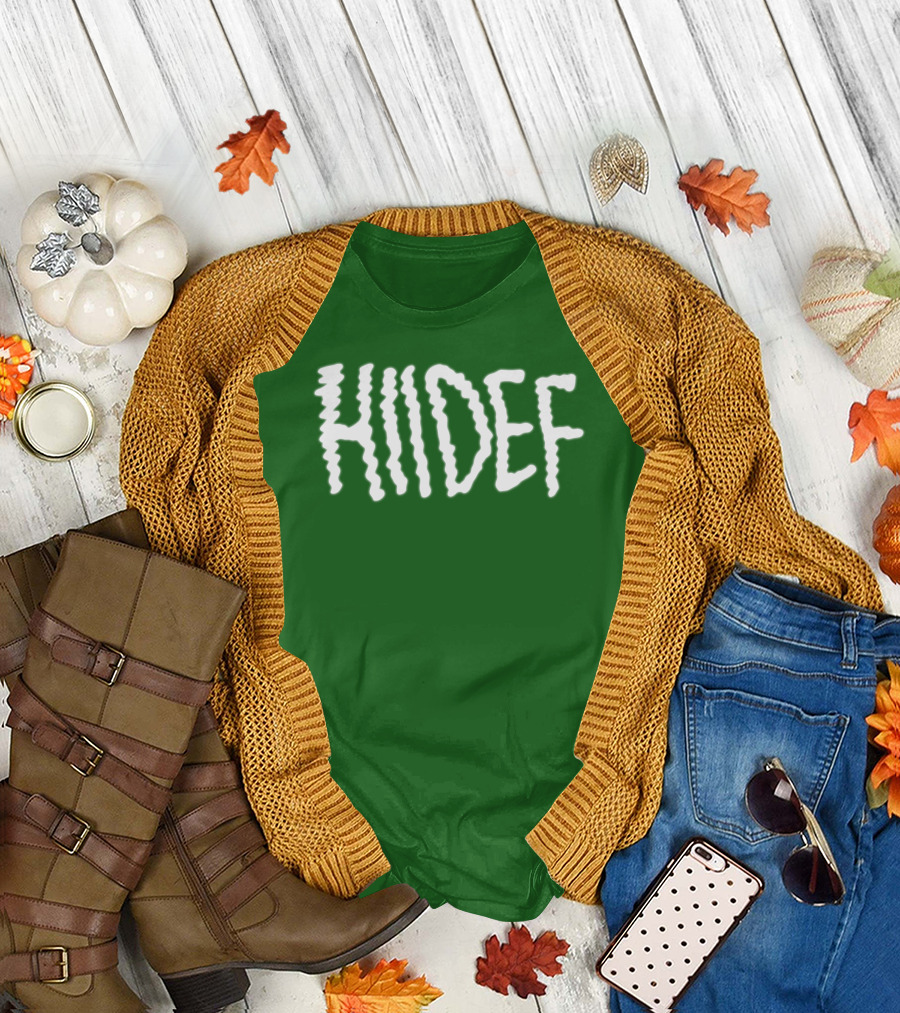 Hdi Hiidef White Text on Green Background T-Shirt