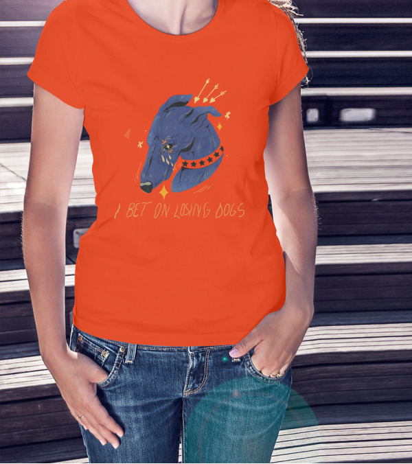 Galactix I Bet On Losing Dogs Blue Greyhound With Stars And Arrows T-Shirt
