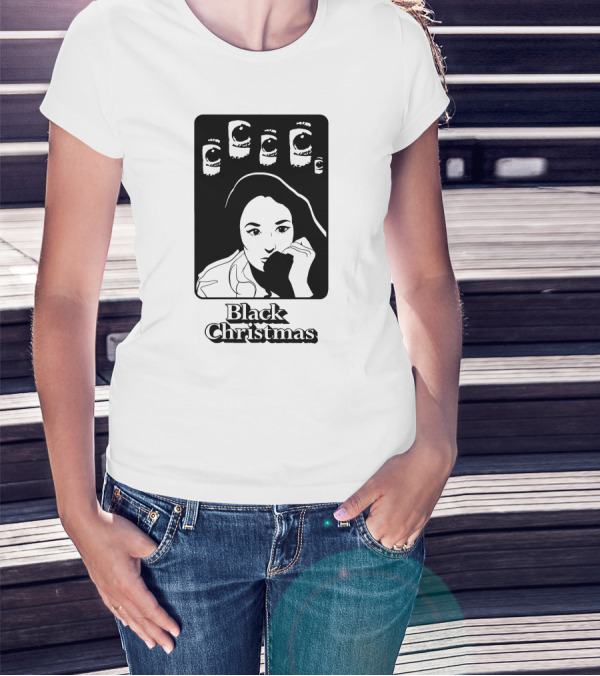 Black Christmas Woman With Multiple Eye Gaze T-Shirt