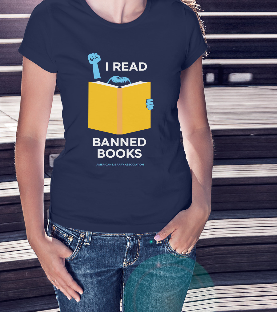 I Read Banned Books Yellow Book Fist American Library Association T-Shirt