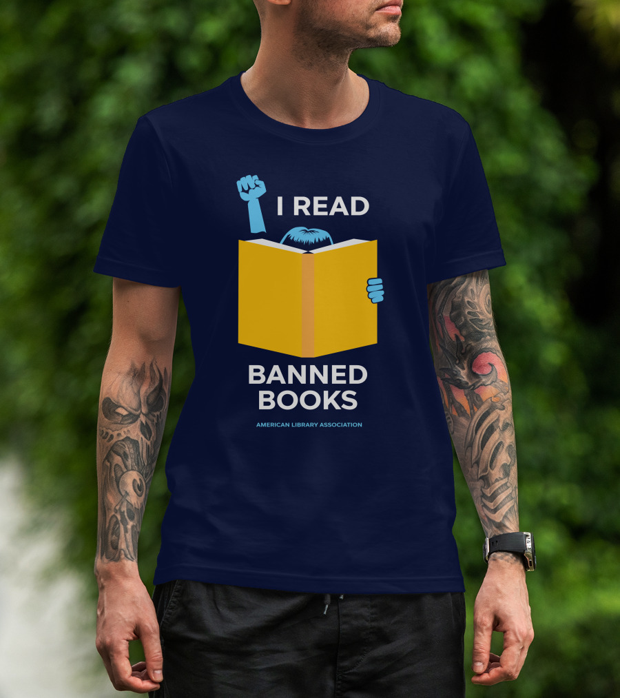 I Read Banned Books Yellow Book Fist American Library Association T-Shirt