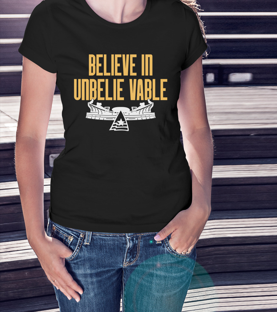 BELIEVE IN UNBELIE VABLE Ship Star Emblem T-Shirt